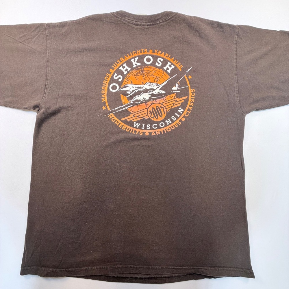 Oshkosh 2007 Flying Warbirds T Shirt Mens XL Aviation Airshow Graphic Vintage